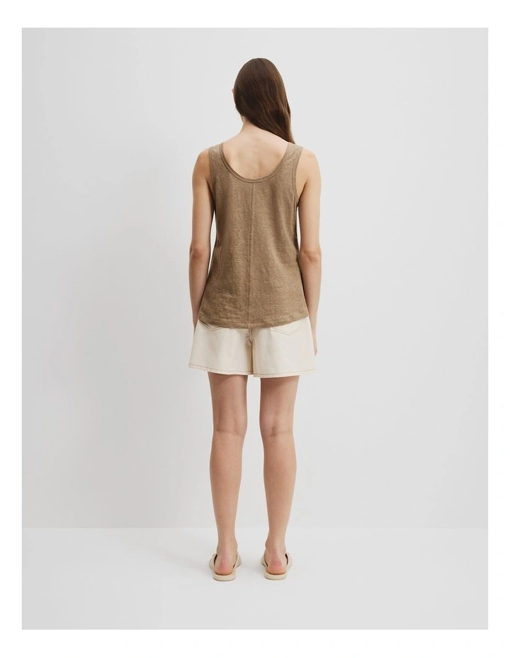 Linen Jersey Tank in Praline image 4