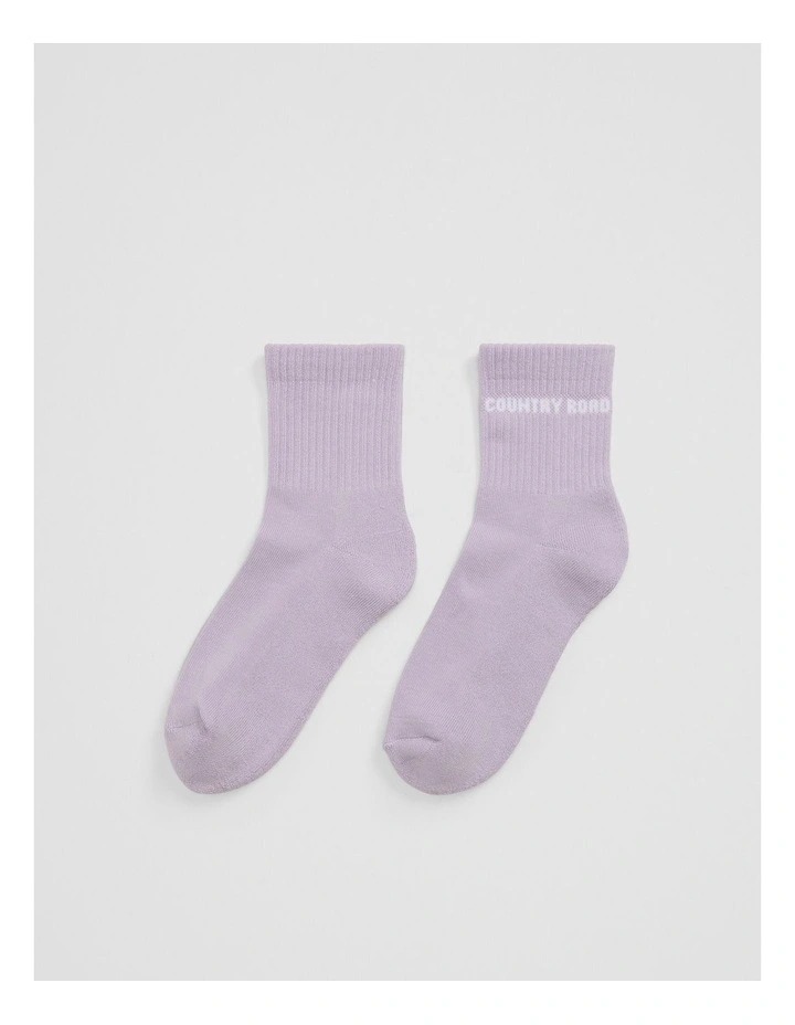 Australian Cotton Blend Sport Quarter Crew Sock in Wisteria image 1