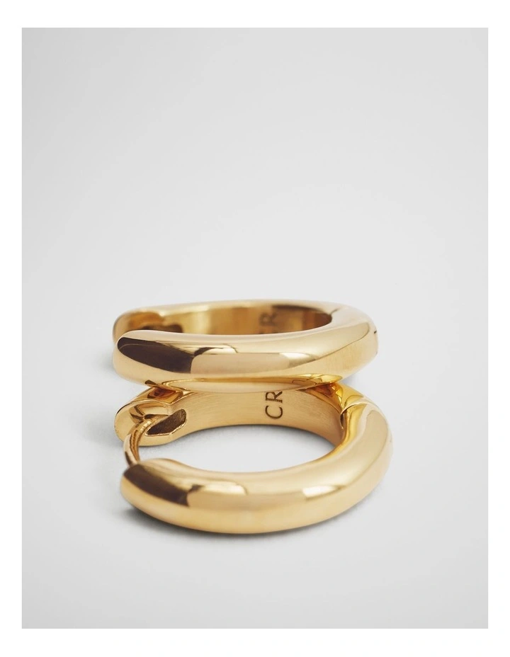 Tarnish-resistant Large Slim Hoop in Gold image 3