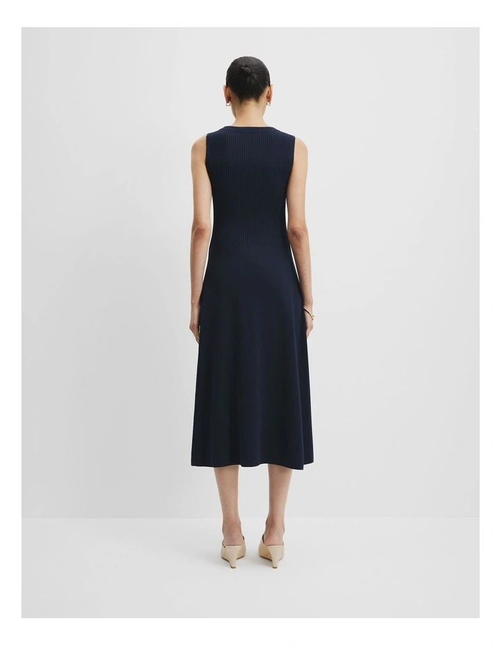 Spliced Knit Dress in Navy image 4