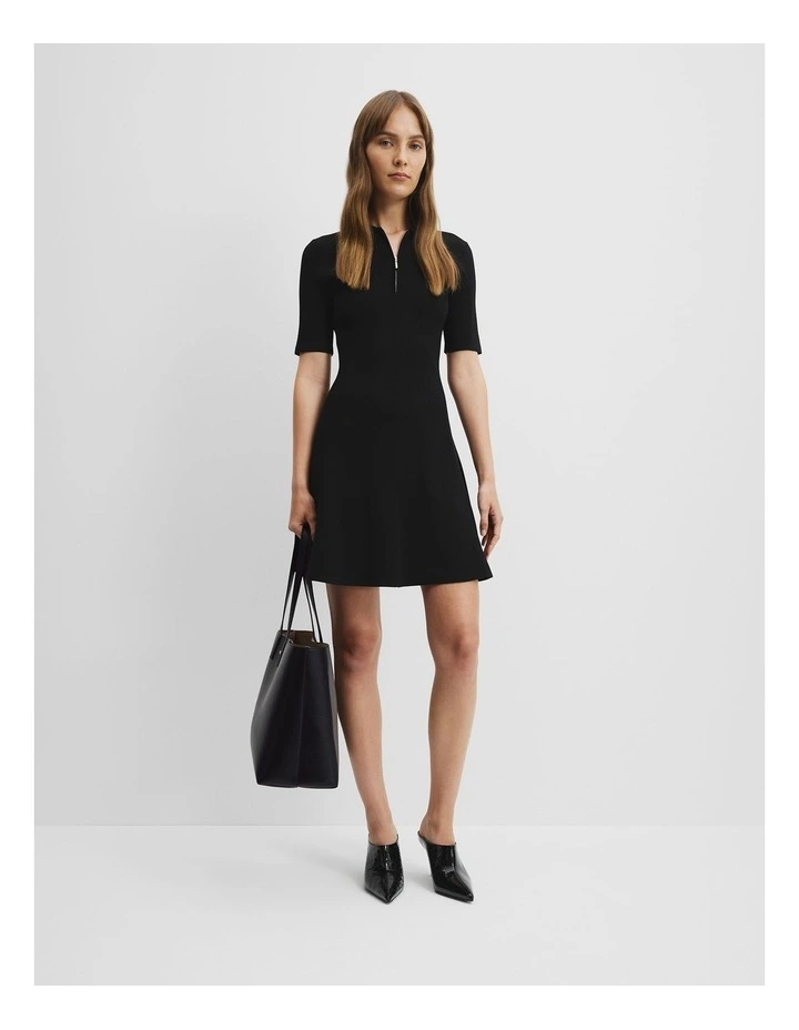 Compact Knit Mini Dress in Black image 1