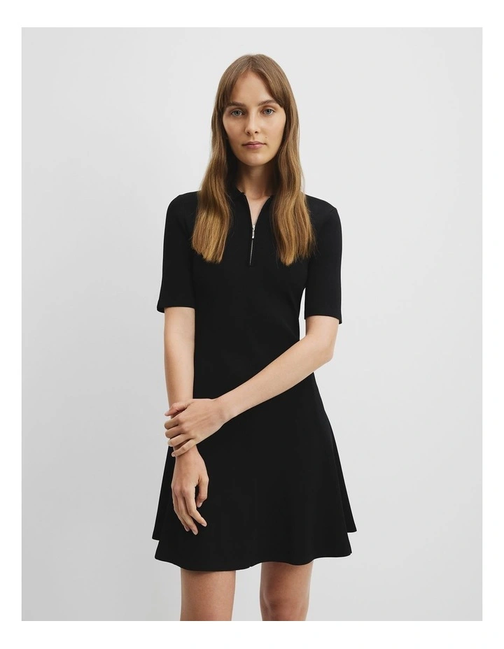 Compact Knit Mini Dress in Black image 2
