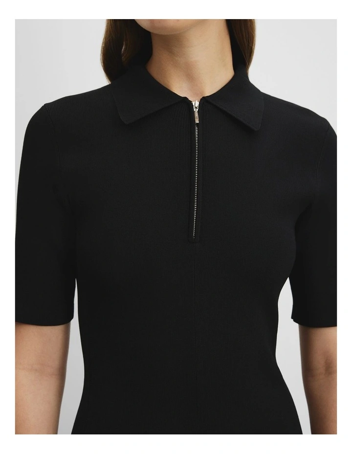 Compact Knit Mini Dress in Black image 3