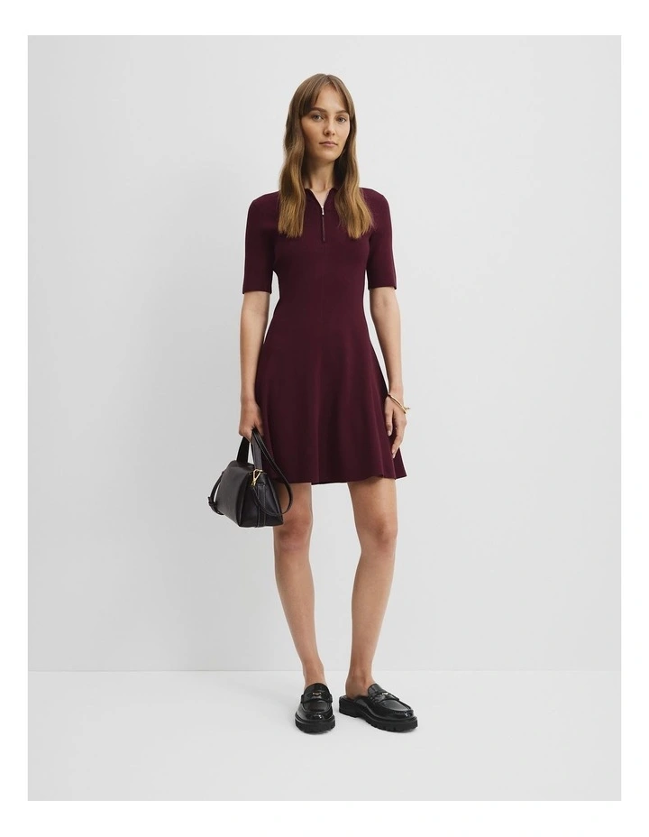 Compact Knit Mini Dress in Bordeaux image 1