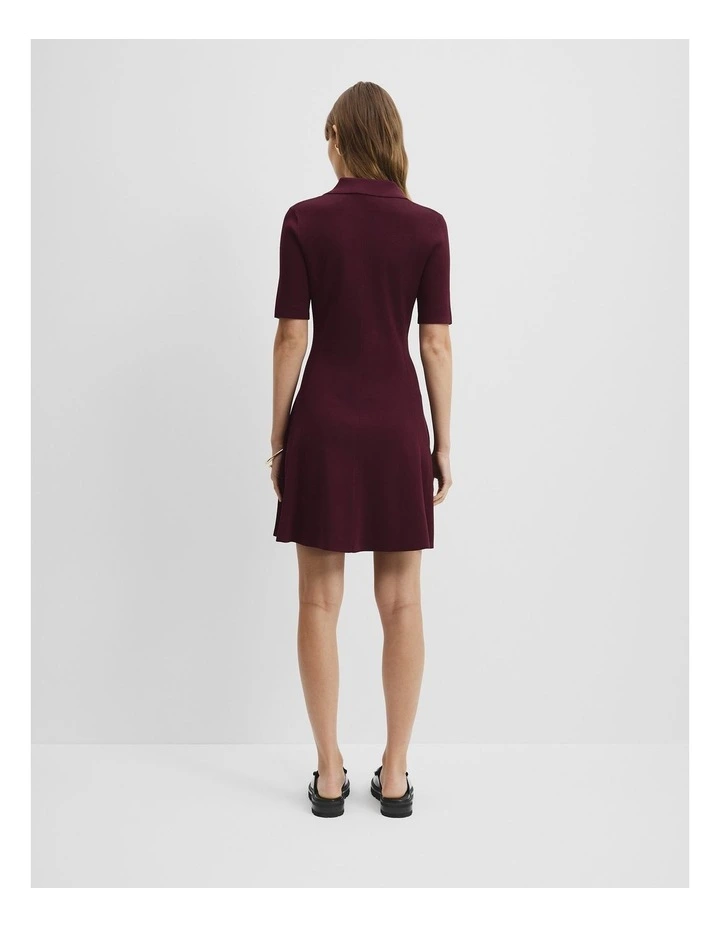 Compact Knit Mini Dress in Bordeaux image 4