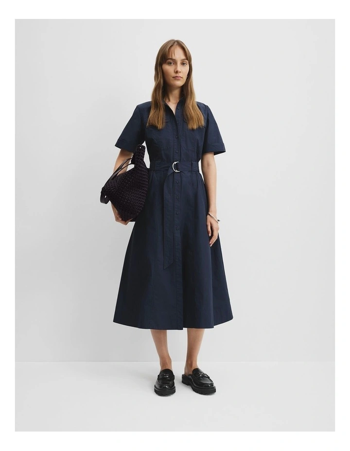 Flared Midi Dress in Navy image 1
