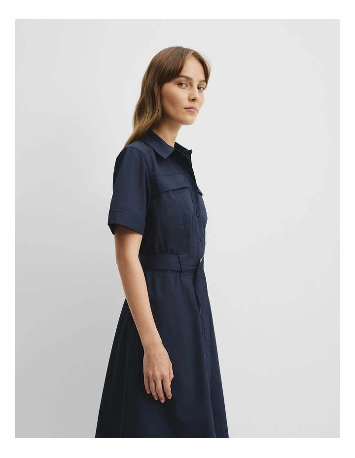 Flared Midi Dress in Navy image 2