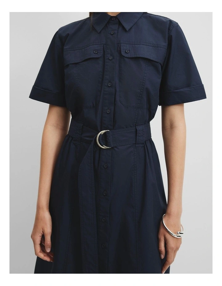 Flared Midi Dress in Navy image 3
