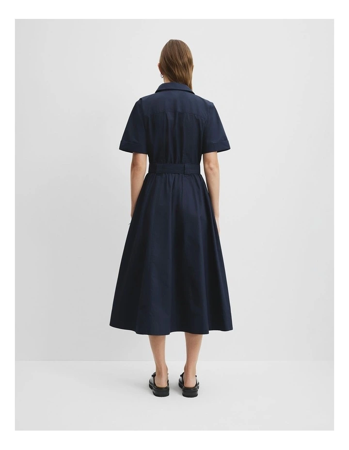 Flared Midi Dress in Navy image 4