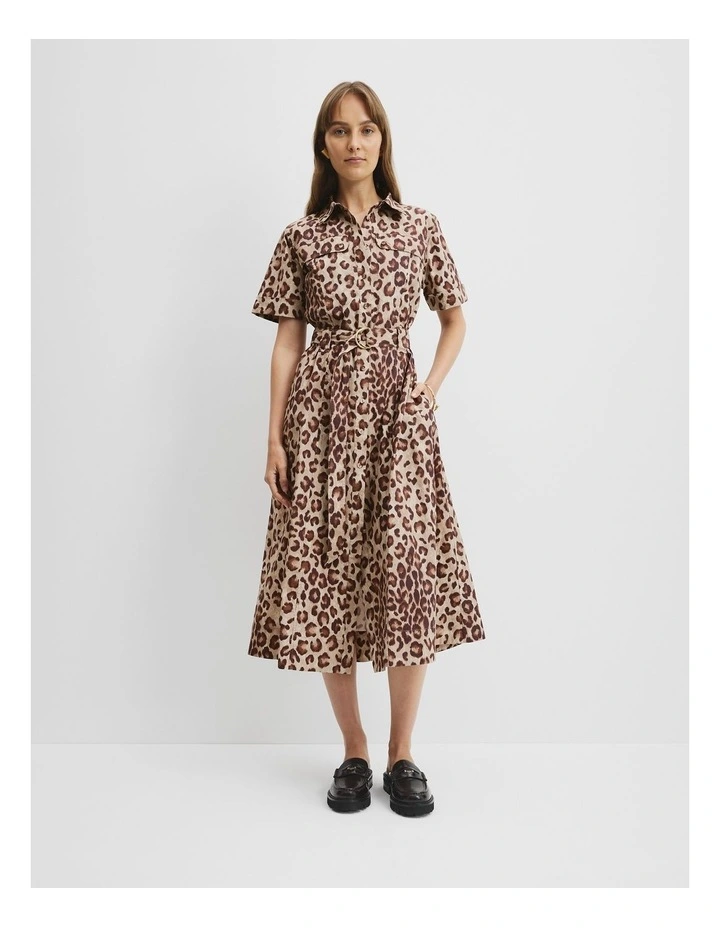 Print Flared Midi Dress in Multi image 3