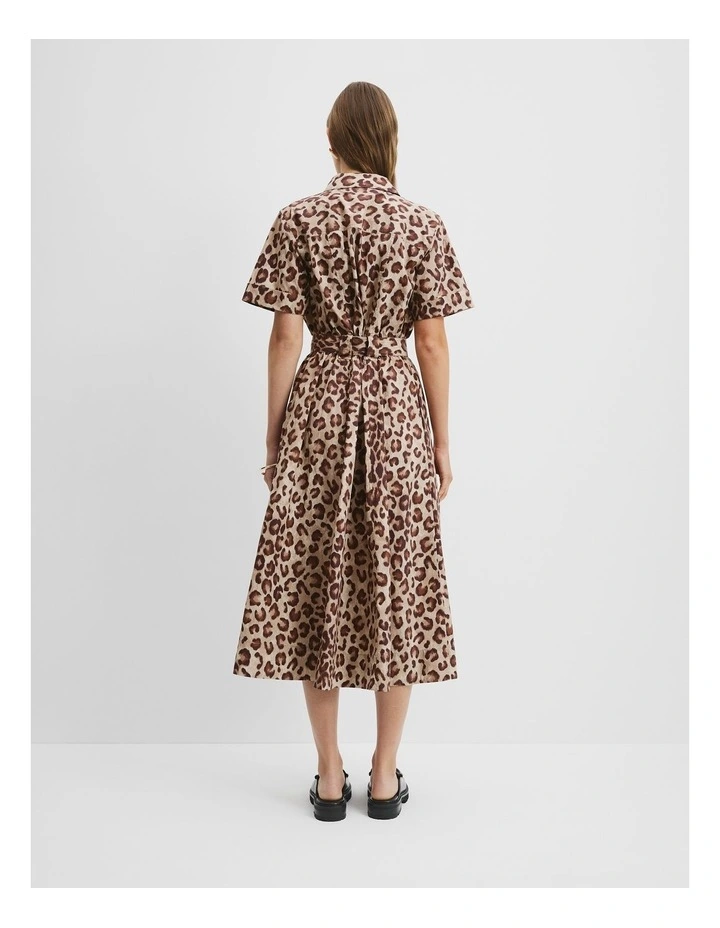 Print Flared Midi Dress in Multi image 4