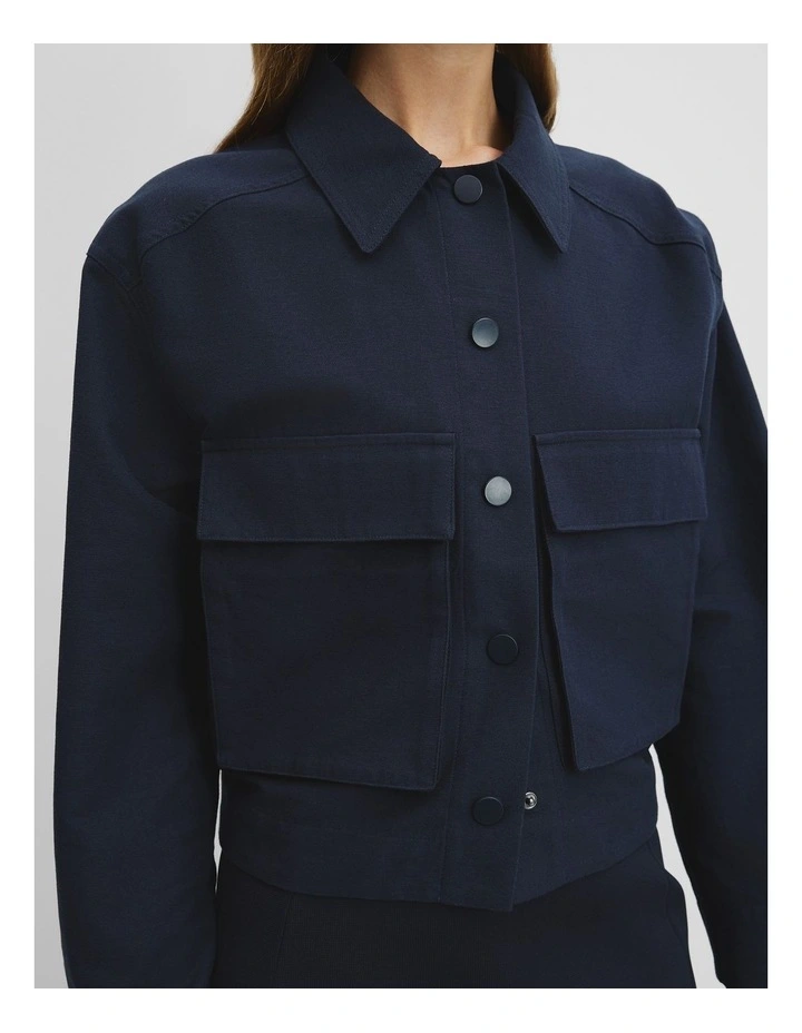 Organically Grown Cotton Snap Button Jacket in Navy image 2