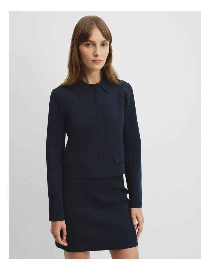 Compact Knit Jacket in Navy image 2