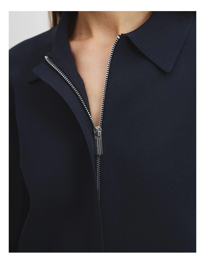 Compact Knit Jacket in Navy image 3