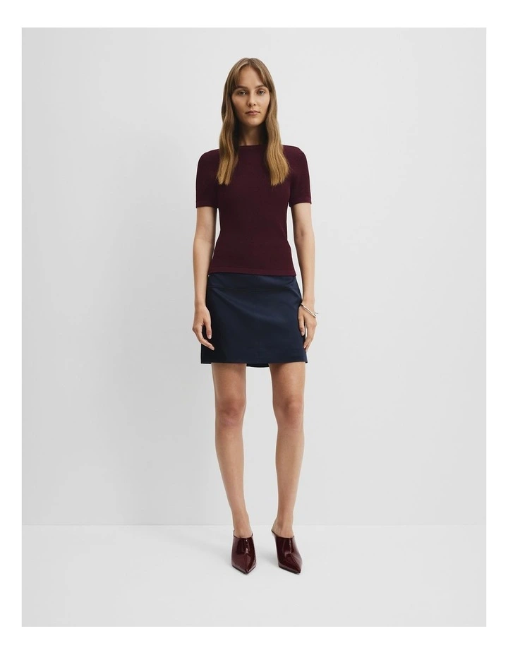 Waffle Knit T-shirt in Bordeaux image 3