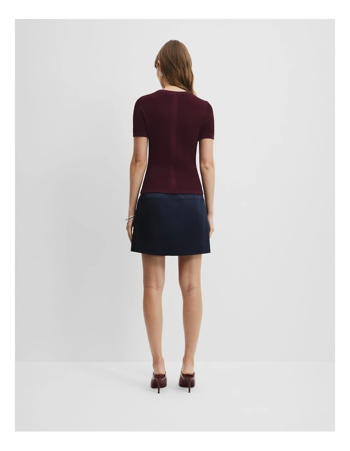 Waffle Knit T-shirt in Bordeaux image 4