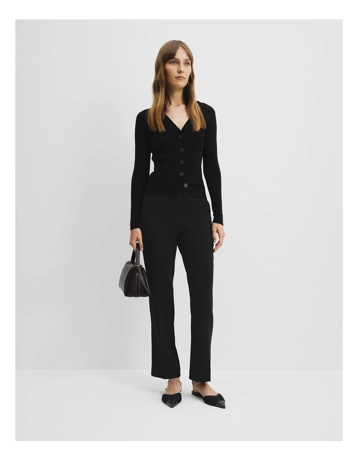 Australian Merino Wool Silk Cardigan in Black image 3