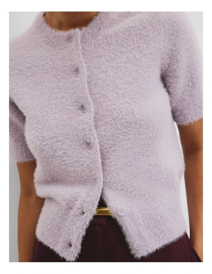 Fluffy Button Detail Knit in Heather image 2
