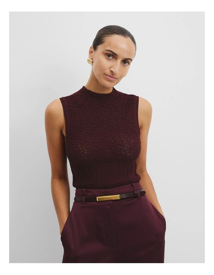 Lace Knit Tank in Bordeaux image 2