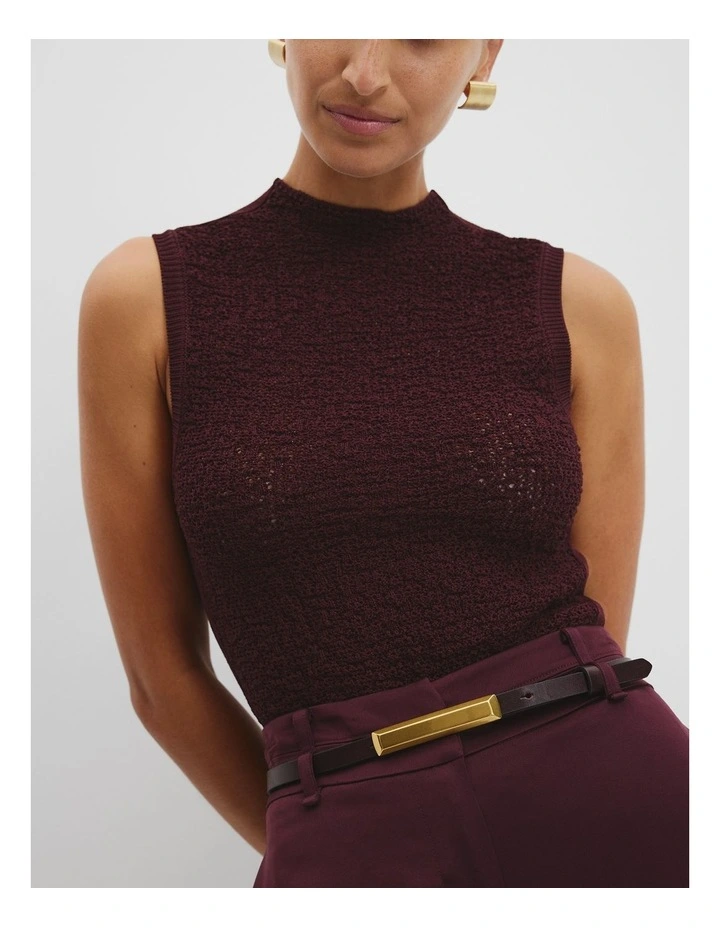 Lace Knit Tank in Bordeaux image 3