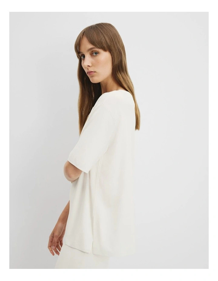 Compact Knit T-shirt in Antique White image 2