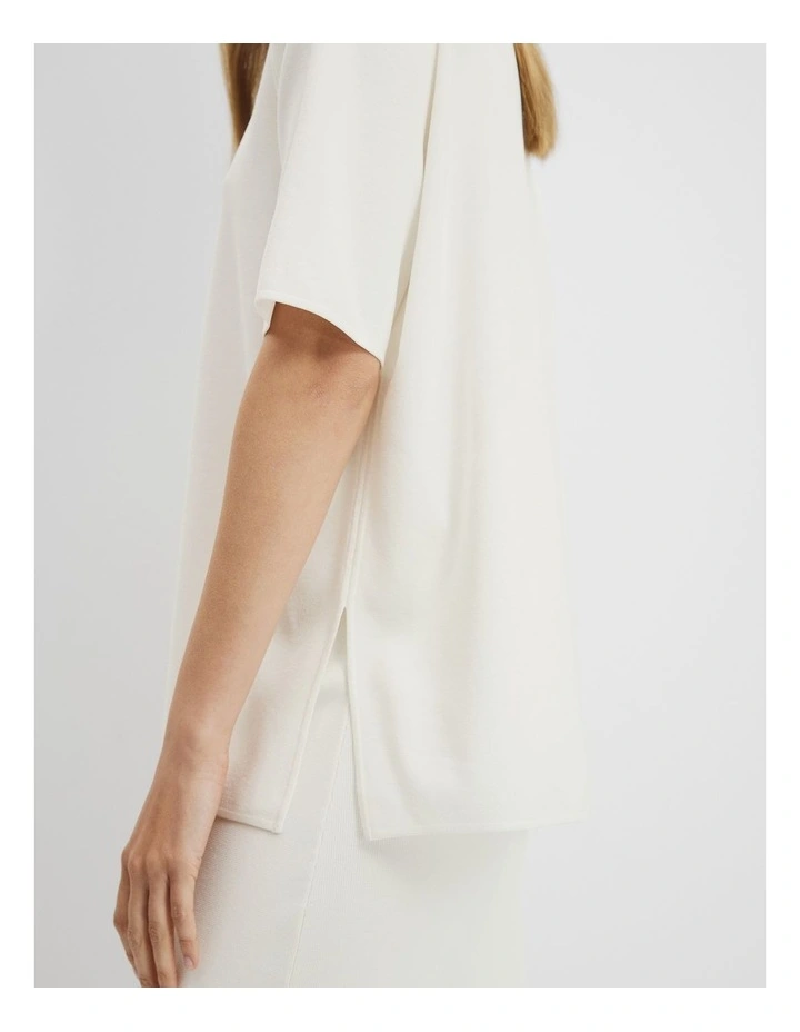 Compact Knit T-shirt in Antique White image 3