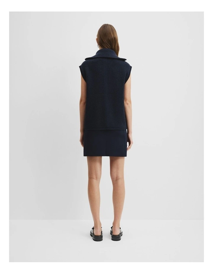 Organically Grown Cotton Knit Bomber Vest in Navy image 4