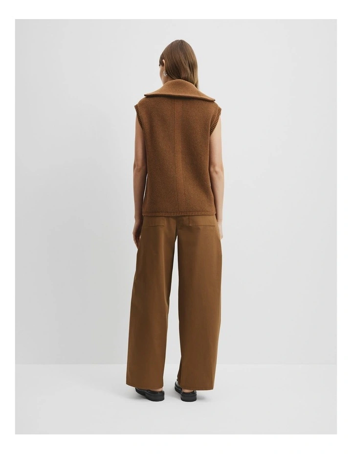 Organically Grown Cotton Knit Bomber Vest in Hazelnut Marle image 4