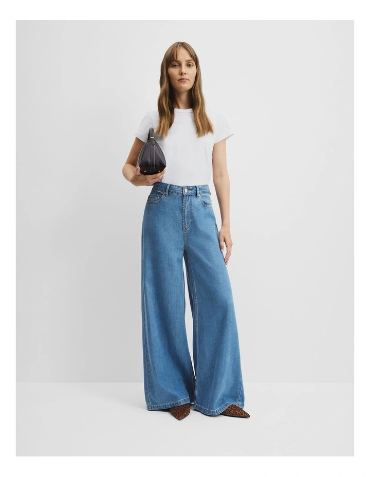 Soft Denim Wide Jean in Vintage Wash Denim image 1