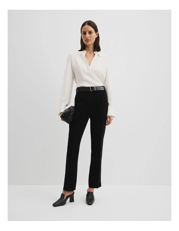 Slim Leg Woven Pant in Black image 1