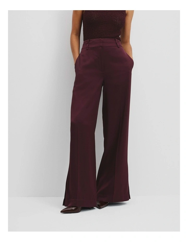 Satin Tux Pant in Bordeaux image 1