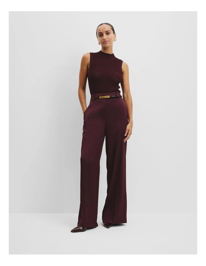 Satin Tux Pant in Bordeaux image 2