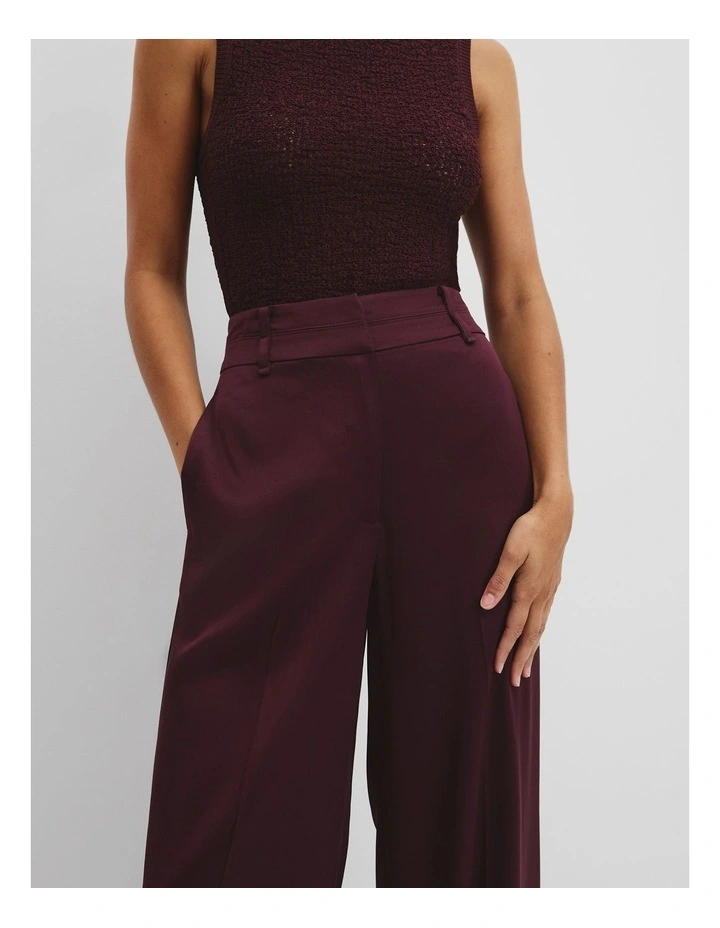 Satin Tux Pant in Bordeaux image 3