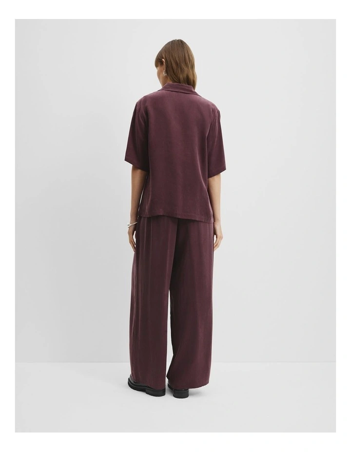 Cupro Button Front Top in Bordeaux image 4