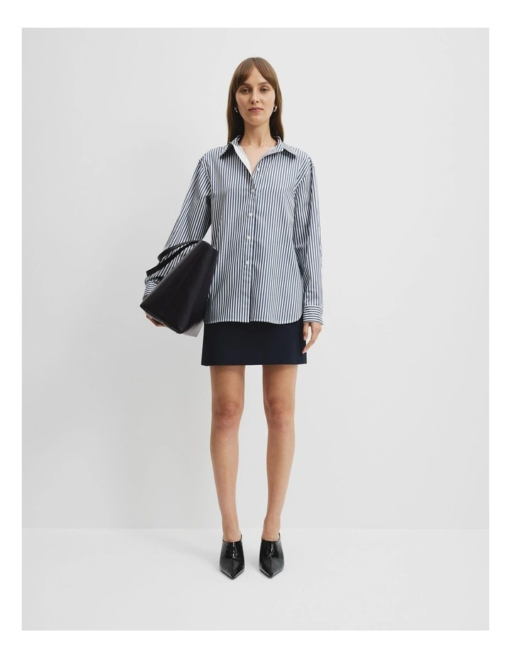 Australian Cotton Stripe Shirt in Navy Stripe image 1