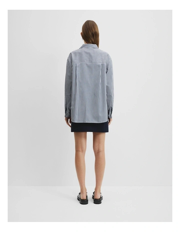 Australian Cotton Stripe Shirt in Navy Stripe image 4