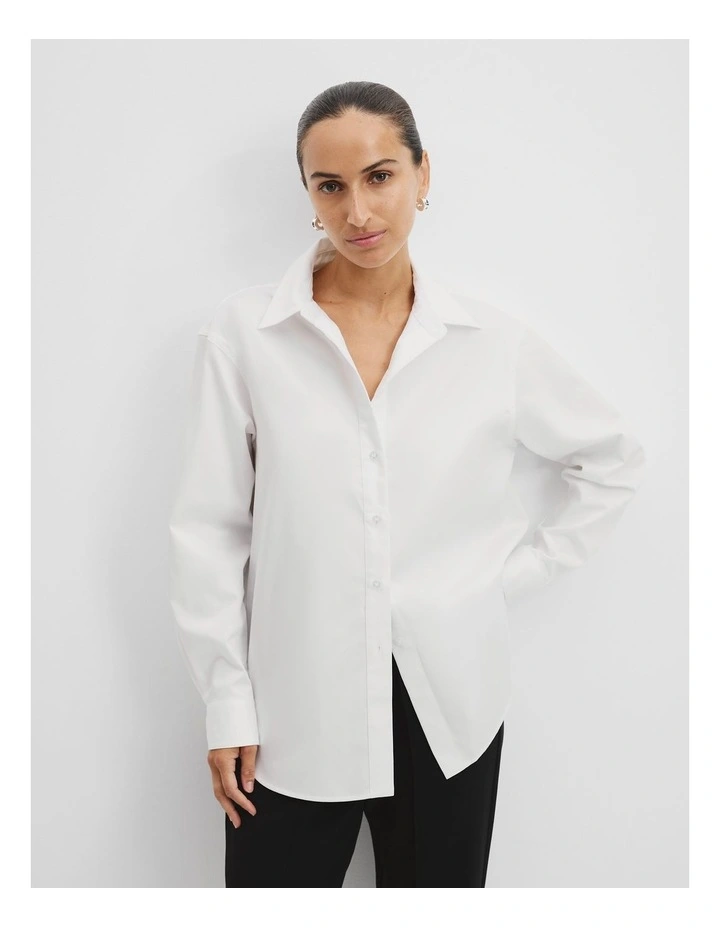 Australian Cotton Oxford Shirt in White image 1
