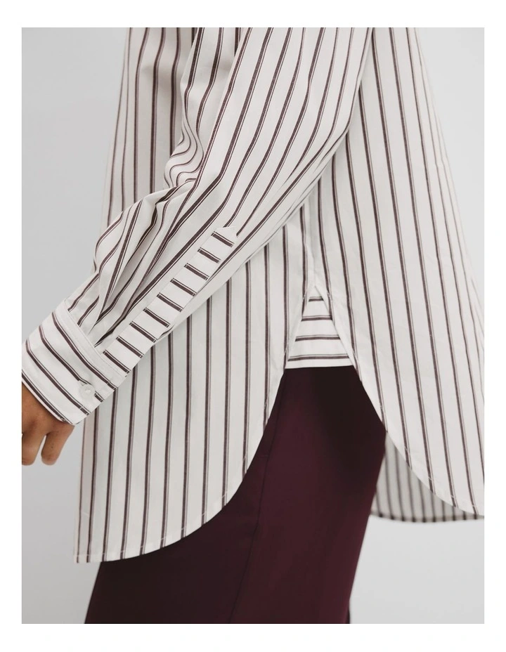 Australian Cotton Multi Stripe Shirt in Bordeaux Stripe image 3