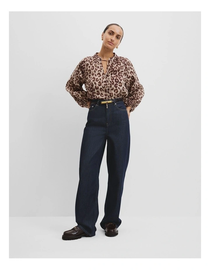 Ramie Print Long Sleeve Blouse in Multi image 1