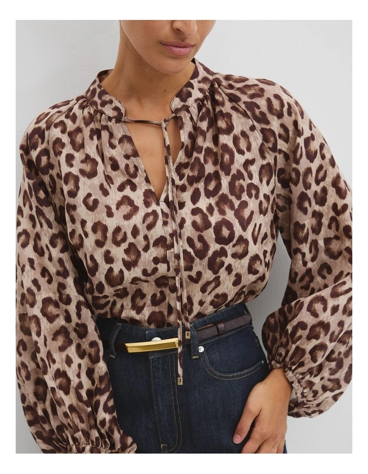 Ramie Print Long Sleeve Blouse in Multi image 2