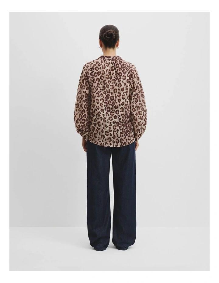 Ramie Print Long Sleeve Blouse in Multi image 4