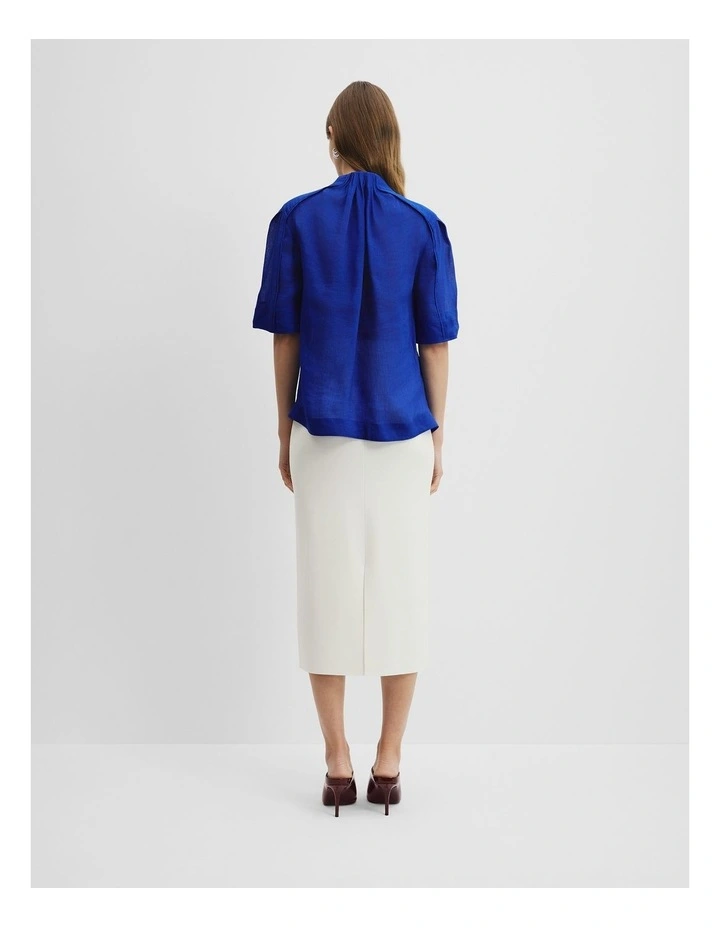 Gathered Short Sleeve Blouse in Royal Blue image 4