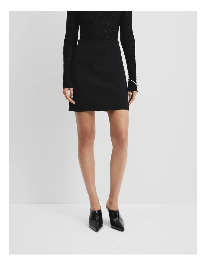 Compact Mini Knit Skirt in Black image 2