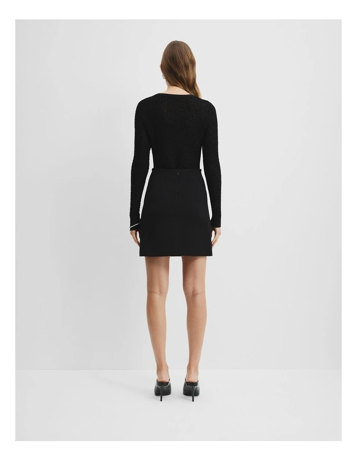 Compact Mini Knit Skirt in Black image 4