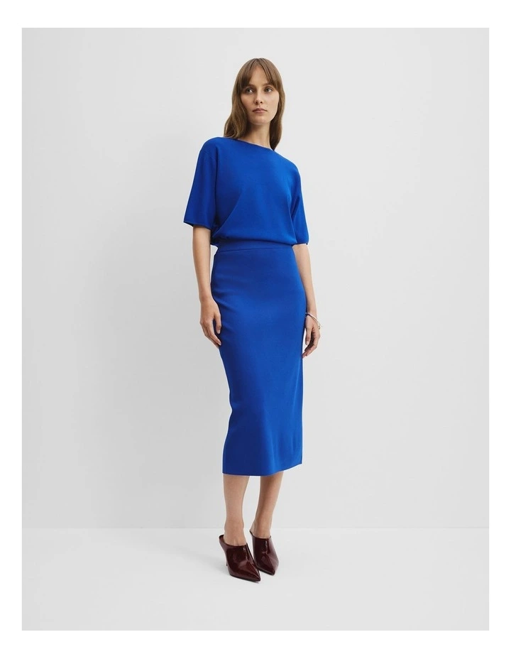 Compact Midi Knit Skirt in Royal Blue image 1