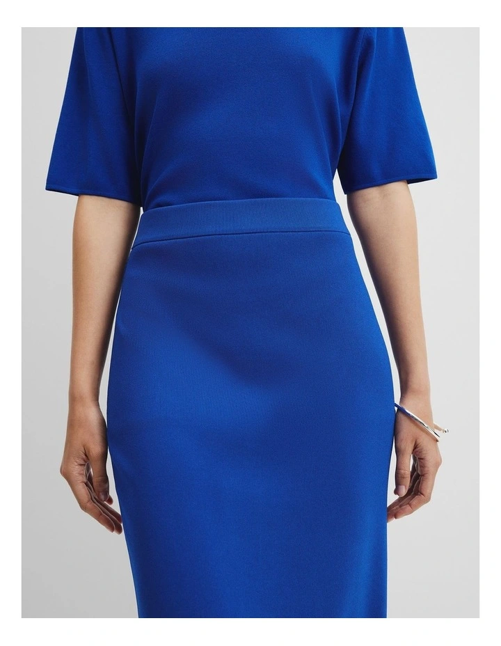 Compact Midi Knit Skirt in Royal Blue image 3