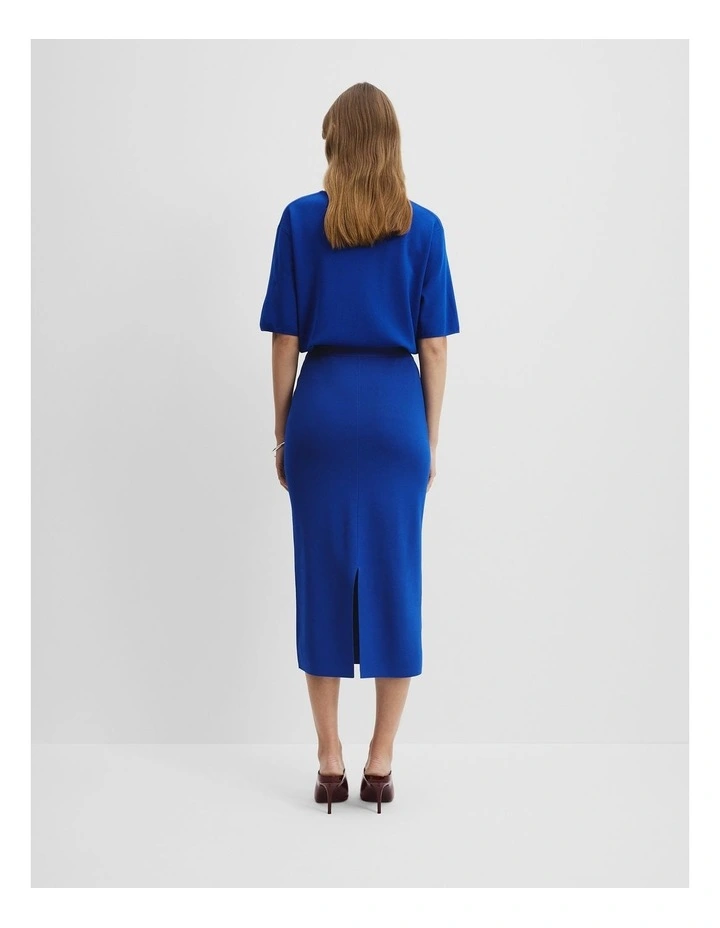 Compact Midi Knit Skirt in Royal Blue image 4