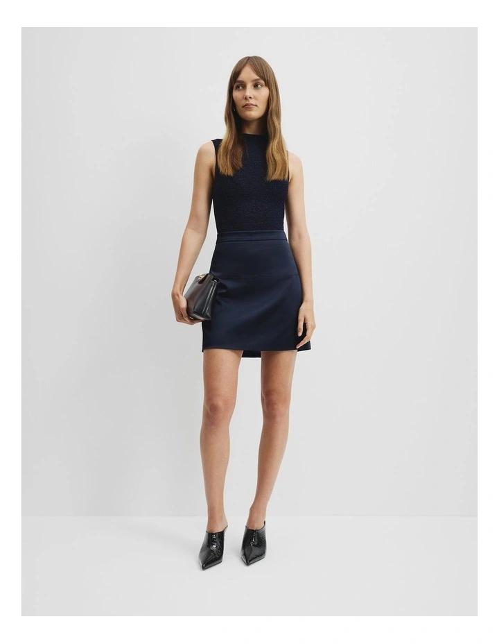 Satin Mini Skirt in Navy image 1
