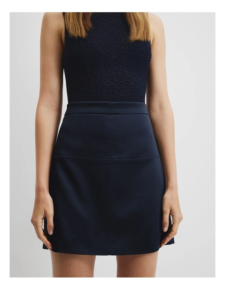 Satin Mini Skirt in Navy image 2