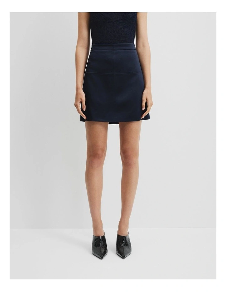 Satin Mini Skirt in Navy image 3